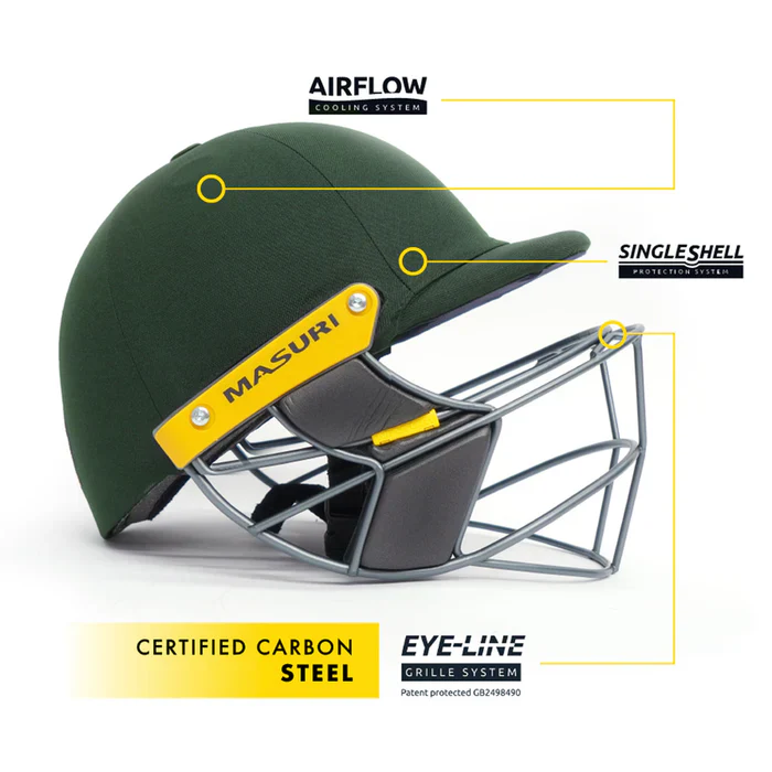 Masuri E Line Steel Cricket Helmet Green - Image 5